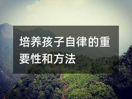 培養(yǎng)孩子自律的重要性和方法