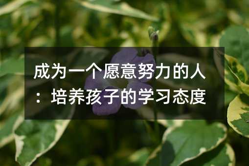 成為一個愿意努力的人:培養孩子的學習態度