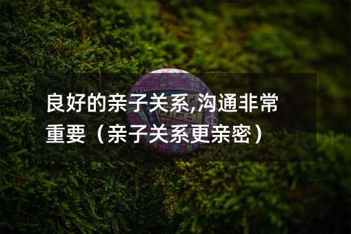 良好的親子關系,溝通非常重要(親子關系更親密)