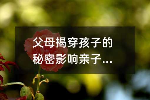 父母揭穿孩子的秘密影響親子關系