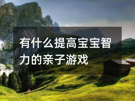 有什么提高寶寶智力的親子游戲