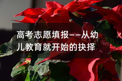 高考志愿填報——從幼兒教育就開始的抉擇