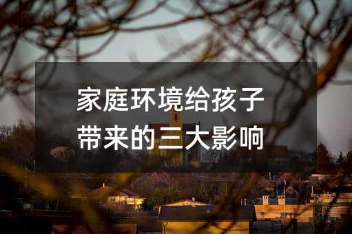家庭環(huán)境給孩子帶來的三大影響