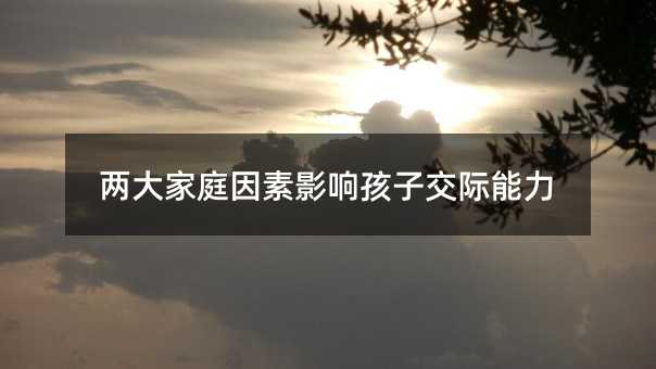 兩大家庭因素影響孩子交際能力