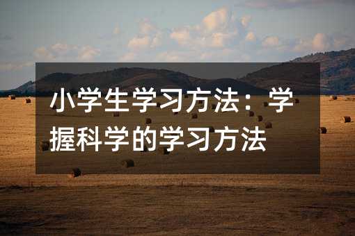 小學生學習方法:學握科學的學習方法