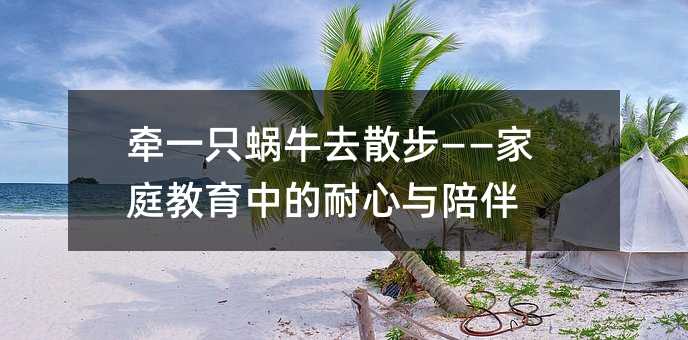 牽一只蝸牛去散步——家庭教育中的耐心與陪伴