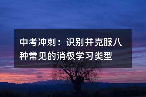 中考沖刺:識別并克服八種常見的消極學習類型