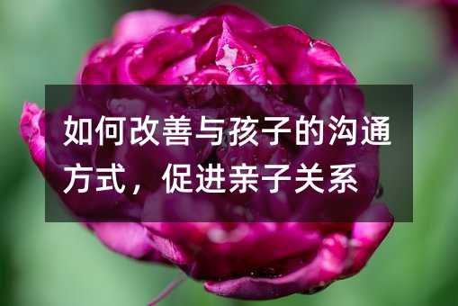 如何改善與孩子的溝通方式,促進(jìn)親子關(guān)系