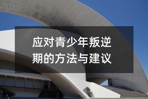 應(yīng)對青少年叛逆期的方法與建議
