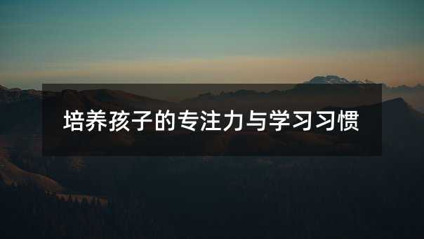 培養孩子的專注力與學習習慣
