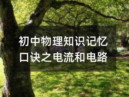 初中物理知識記憶口訣之電流和電路