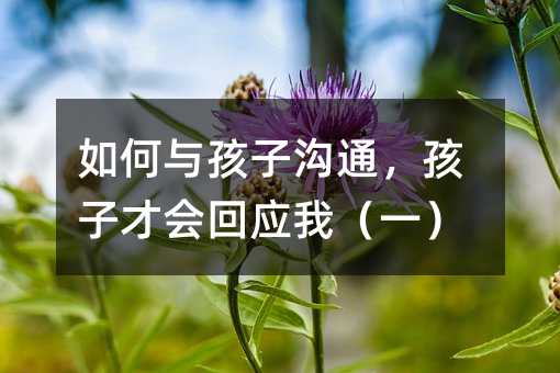 如何與孩子溝通,孩子才會回應我(一)