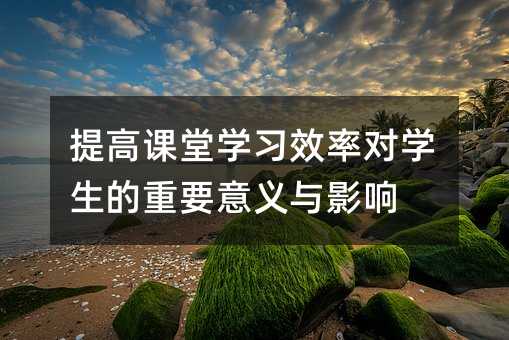 提高課堂學(xué)習(xí)效率對(duì)學(xué)生的重要意義與影響