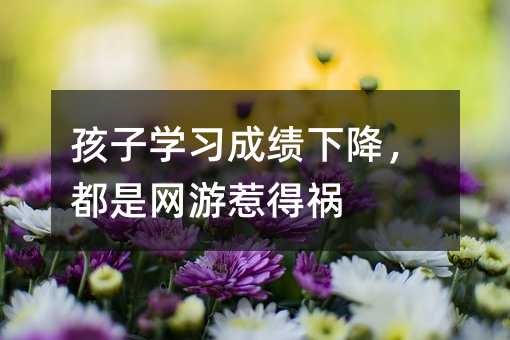 孩子學習成績下降，都是網游惹得禍