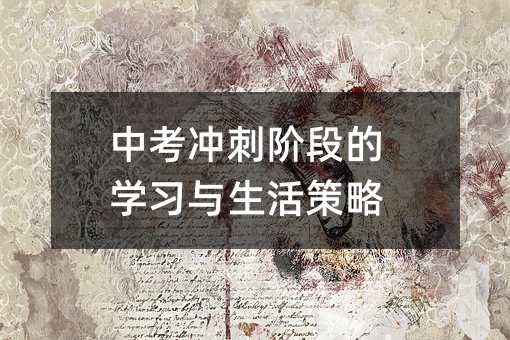 中考沖刺階段的學習與生活策略
