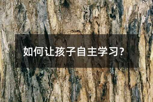 如何讓孩子自主學習?