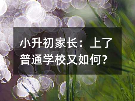 小升初家長:上了普通學校又如何?
