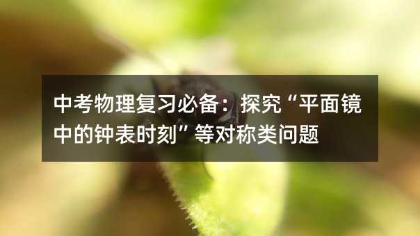 中考物理復習必備:探究“平面鏡中的鐘表時刻”等對稱類問題