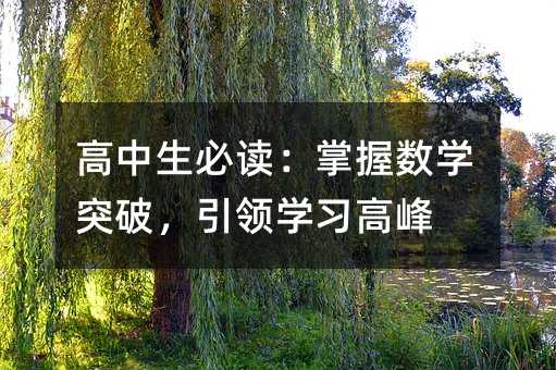 高中生必讀:掌握數(shù)學(xué)突破,引領(lǐng)學(xué)習(xí)高峰