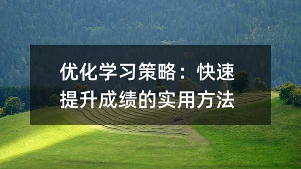 優化學習策略:快速提升成績的實用方法