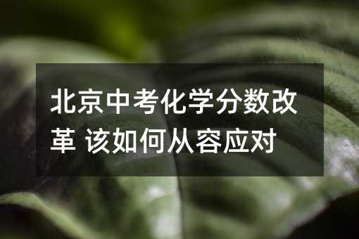 北京中考化學分數改革 該如何從容應對