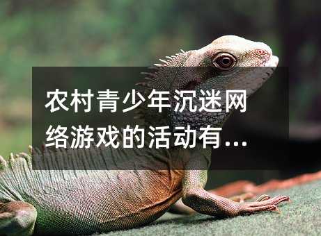 農村青少年沉迷網絡游戲的活動有哪些