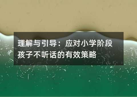 理解與引導:應對小學階段孩子不聽話的有效策略