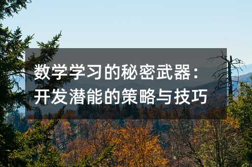 數學學習的秘密武器:開發潛能的策略與技巧