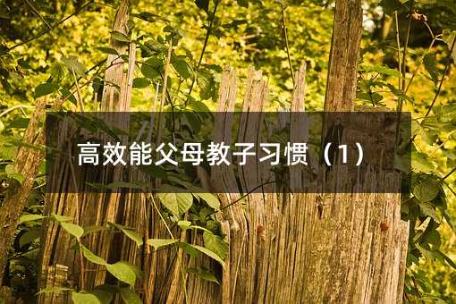 高效能父母教子習慣(1)