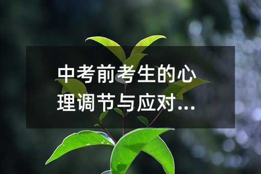 中考前考生的心理調節與應對策略