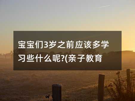 寶寶們3歲之前應該多學習些什么呢?(親子教育)