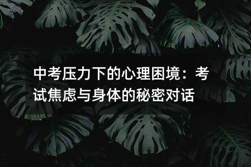 中考壓力下的心理困境:考試焦慮與身體的秘密對話