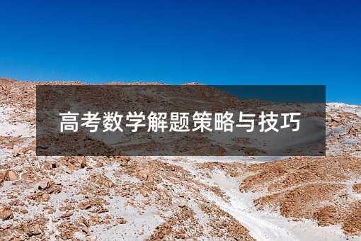 高考數學解題策略與技巧