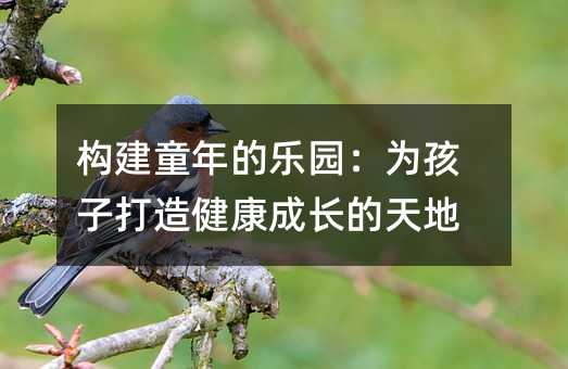 構建童年的樂園:為孩子打造健康成長的天地