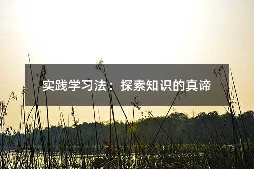 實踐學習法:探索知識的真諦