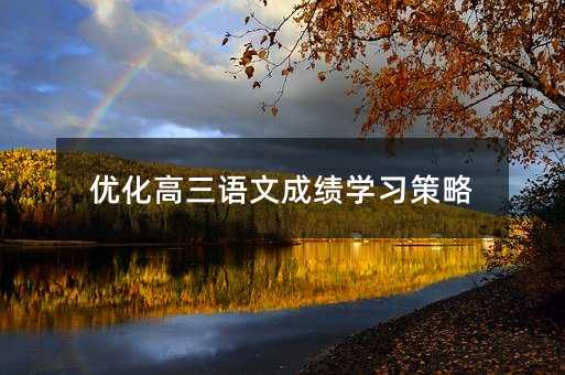 優(yōu)化高三語文成績學習策略