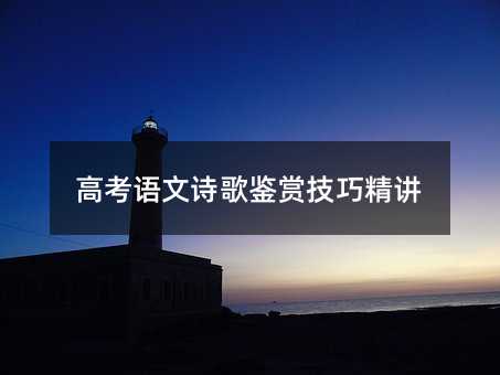 高考語文詩歌鑒賞技巧精講