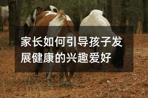 家長如何引導孩子發展健康的興趣愛好