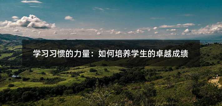 學習習慣的力量:如何培養學生的卓越成績