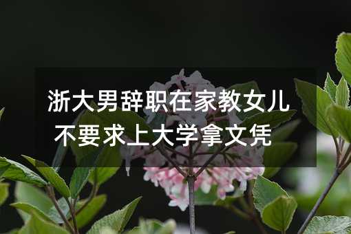 浙大男辭職在家教女兒 不要求上大學拿文憑