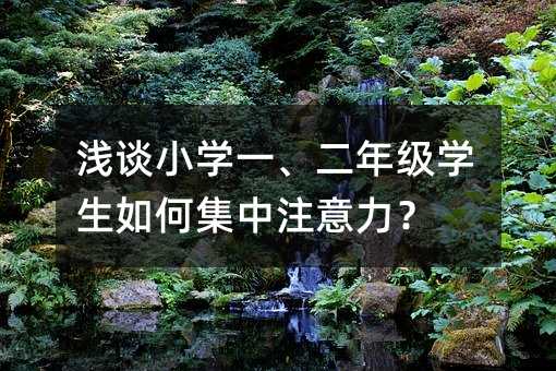 淺談小學(xué)一、二年級(jí)學(xué)生如何集中注意力?