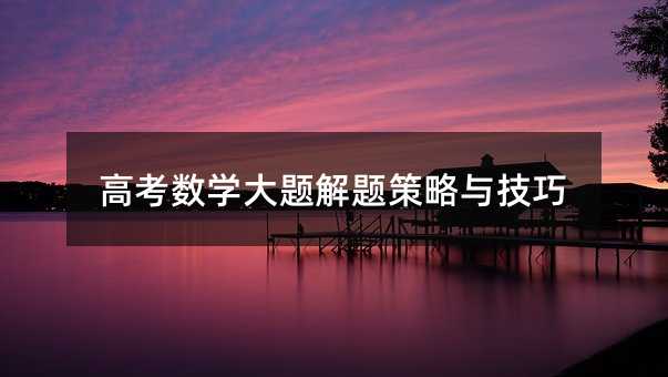 高考數學大題解題策略與技巧