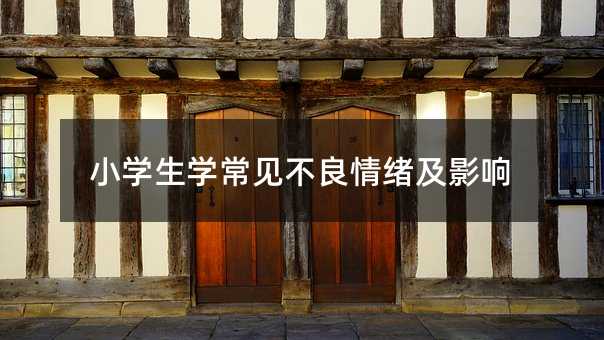 小學生學常見不良情緒及影響