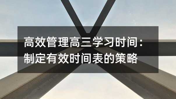 高效管理高三學習時間:制定有效時間表的策略