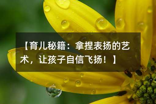【育兒秘籍:拿捏表揚的藝術,讓孩子自信飛揚!】
