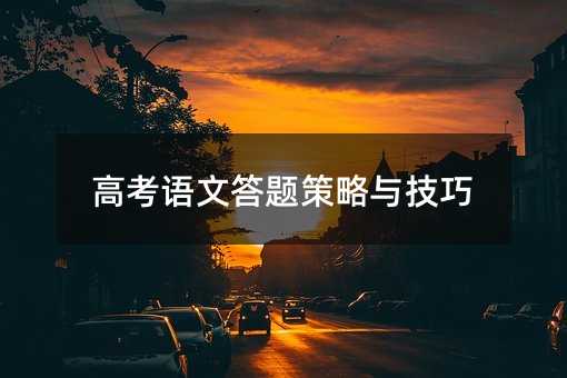 高考語文答題策略與技巧
