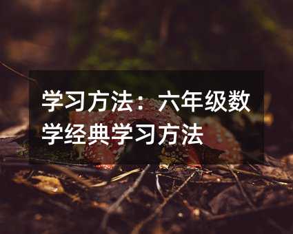 學習方法:六年級數學經典學習方法