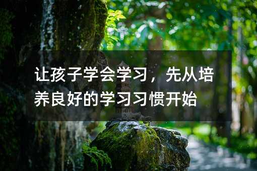 讓孩子學會學習,先從培養良好的學習習慣開始