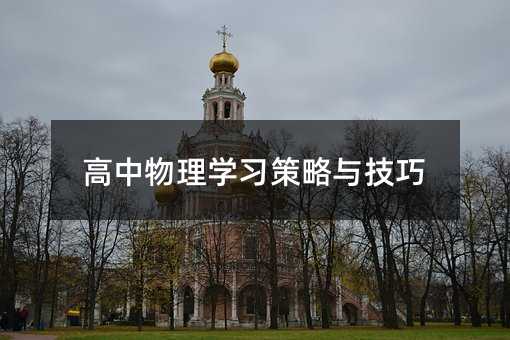 高中物理學(xué)習(xí)策略與技巧