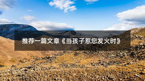 推薦一篇文章《當孩子惹您發火時》